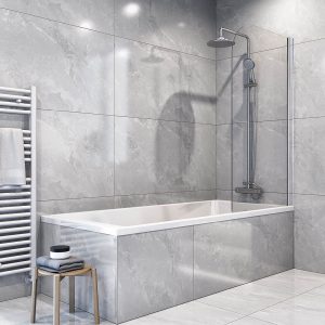 Capital Silver 60x120cm Glossy Grey Marble Effect Porcelain Tile